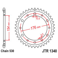   Jt Sprockets Jtr1340-44,  530, 44 
