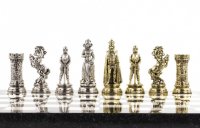 Шахматы настольные "средневековые рыцари" доска 44х44 см из камня мрамор