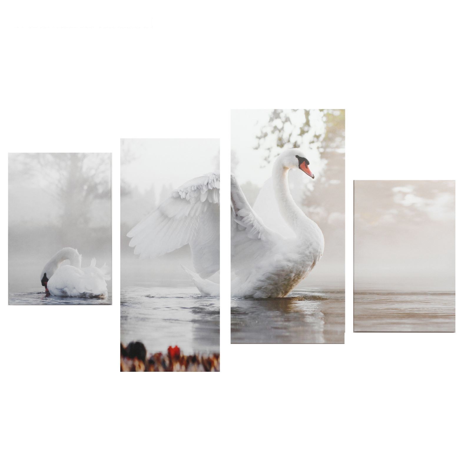 

Картина модульная на холсте Белоснежные лебеди 2шт-30х45 см; 1шт-29,5х69