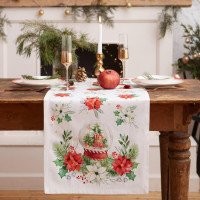     Christmas Red Flowers 40*147 , 100% ,  190/2