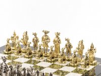 Шахматы подарочные "средневековье" доска 44х44 см из натурального камня мр