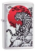 ��������� Zippo Asian Tiger � ��������� Brushed Chrome, ������/�����, ����