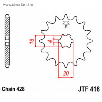   Jtf416-14, F416-14, Jt Sprockets,  428, 14 