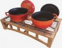 Double Wooden Chafer Chafing Dish.  40x70cm. With Stainless Steel Grating.