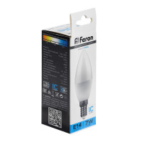 ����� ������������ Feron, (7w) 230v E14 6400k C37, Lb-97