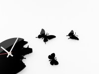 Настенные часы порхающие бабочки черные 28х28см