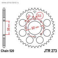   Jtr273-44, R273-44, Jt Sprockets,  520, 44 