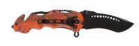 Нож складной Stinger, 100 мм (черный), рукоять: алюминий (рыжий камуфляж),