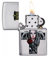  Zippo Cross, Queen & Skull   Brushed Chrome, 