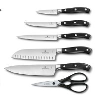 Набор из 5 кухонный ножей + ножницы в подставке из бука Grand Maitre, 7.72