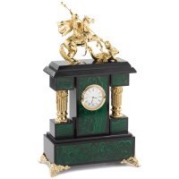 Часы георгий победоносец малахит долерит бронза 205х100х355 мм 5500 гр.