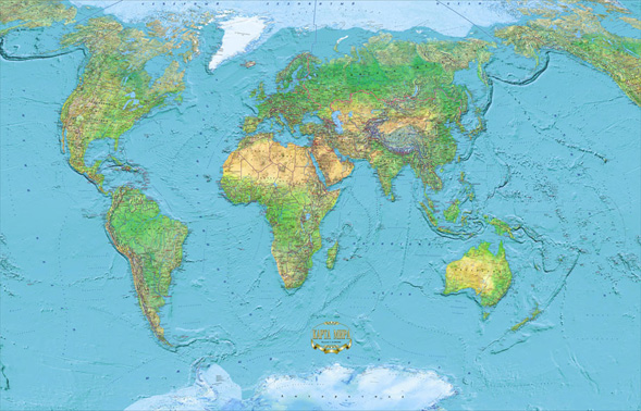Физическая карта мира 225 X 352 см (karta_mira_relef_og_4) купить винтернет магазине Бельведор, Москва