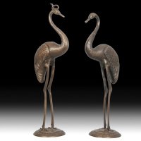 Статуэтка из бронзы журавли пара
