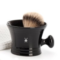 Чаша для бритья (черный фарфор, с ручкой)