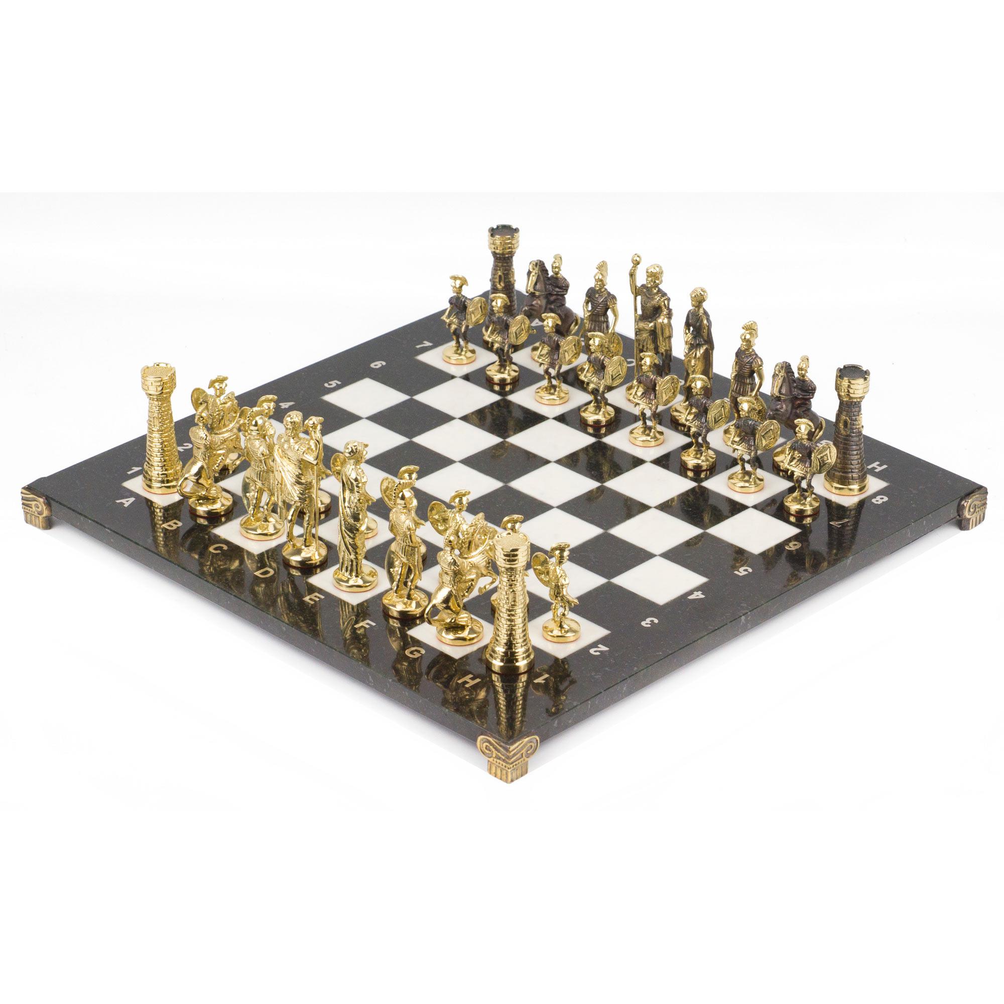 Шахматы "римские" бронза мрамор 400х400 мм 