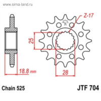  Jtf704-16, F704-16, Jt Sprockets,  525, 16 