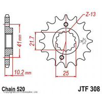   Jt Sprockets Jtf308-14,  520, 14 