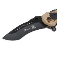Нож складной Stinger,100 мм (черный), рукоять: алюминий (песочный камуфляж