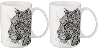 Набор кружек 2 шт для чая и кофе 500 мл фарфор Lefard Animal World / чашки фарфоровые белые на 2 персоны подарочные