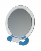 Зеркало Dewal Beauty настольное, в прозрачной оправе, на пластковой подста