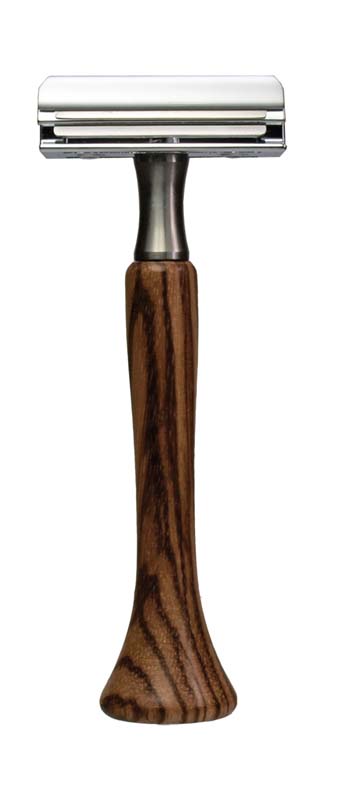 Станок для бритья Erbe с двумя лезвиями, цвет хром, ручка- дерево.