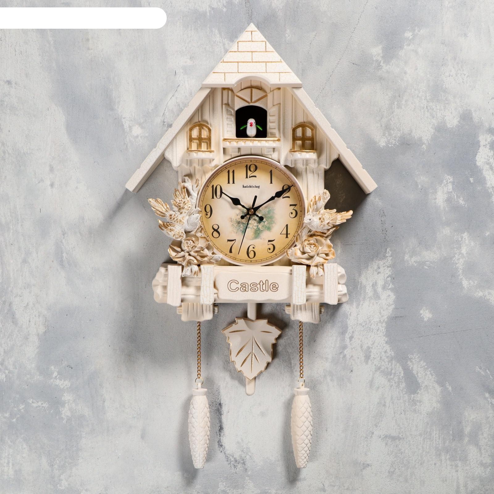 Часы настенные с кукушкой замок с птицами, 2 шт 3 аа, 2 шт R14, плавный хо