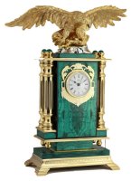 Часы каминные "орел " малахит