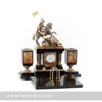 Настольный набор георгий победоносец, камень яшма, бронзовое литье