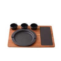 Service Dish, Round, Color:black. Diameter()22cm.