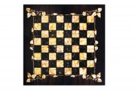 Шахматы из янтаря "флора", мореный дуб, янтарь, 56х56см