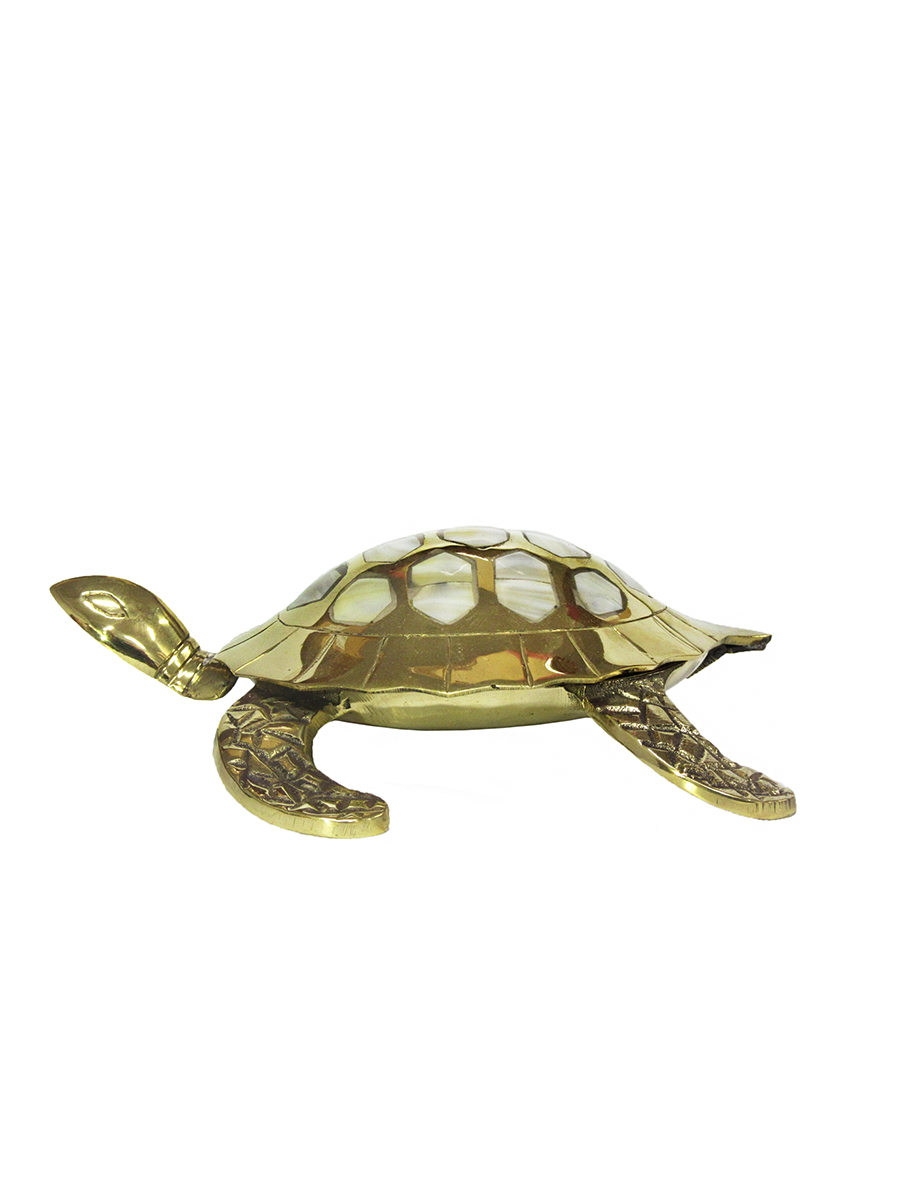 Шкатулка черепаха морская латунь с перламутром 7,5