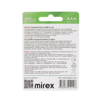  Mirex, Ni-mh, Aaa, Hr03-2bl, 1.2, 1000 , , 2 .