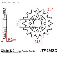   Jtf284-14sc, Jt Sprockets,  520, 14 