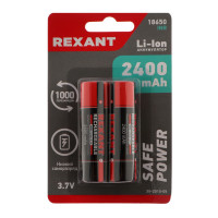  Rexant, 18650 Unprotected, Li-ion, 2400 , 3.7 , 2 ., 