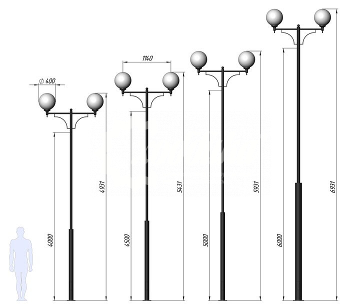 Чертеж фонарного столба