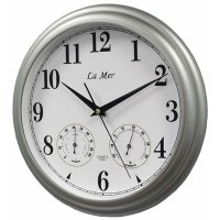 Настенные часы с термометром и гигрометром La Mer Gd 115 Silver