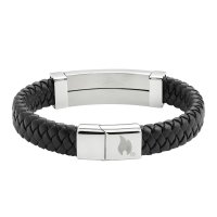  Zippo Steel Bar Braided Leather Bracelet, ,  