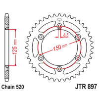 ������ ������� Jt Sprockets Jtr897-44, ���� 520, 44 �����