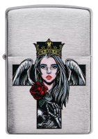  Zippo Cross, Queen & Skull   Brushed Chrome, 
