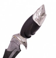 Авторский нож на подставке "раджас - акула" из дамасской стали з