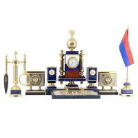 Настольный набор держава камень лазурит, кахолонг, яшма