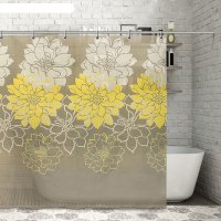 Штора для ванной 180x180 см большие цветы, полиэстер, цвет жёлтый
