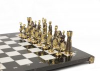 Шахматы "римские" бронза мрамор 400х400 мм 