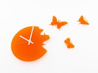 Настенные часы порхающие бабочки оранжевые 28х28см