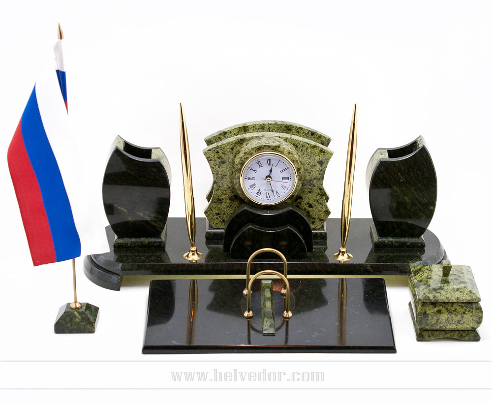 

Настольный набор "Гранд" камень змеевик