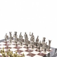 Сувенирные шахматы с металлическими фигурами "римские воины" доска 44х44 с