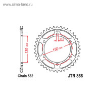 ������ ������� Jt Sprockets Jtr866-38, ���� 532, 38 ������