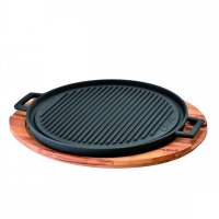Round Griddle/grill Plate. Dual Side, Reversible. Integral Metal Handles  