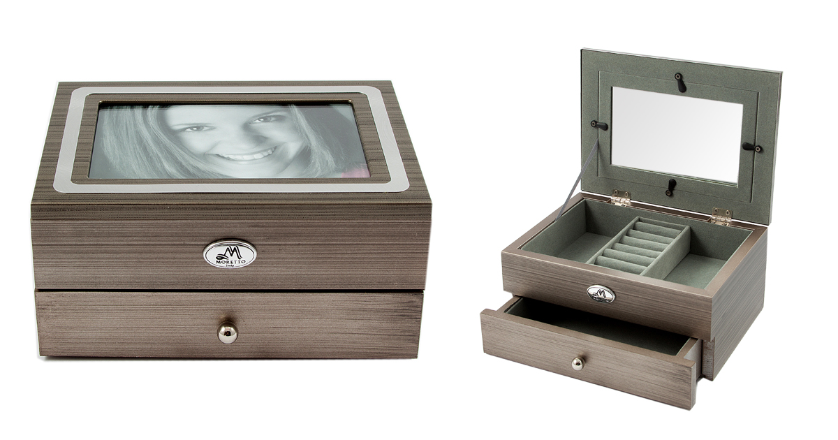 

Шкатулка-фоторамка ювелирная quot;MORETTO quot; 2-ярусная 19*14*9см