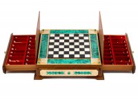 Шахматный ларец "малахитовый" 52х52